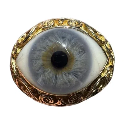 Pre-owned Maria Tash 18k Yellow Gold Mariah Tash Lace And Pave Diamond Blue Eye Ring