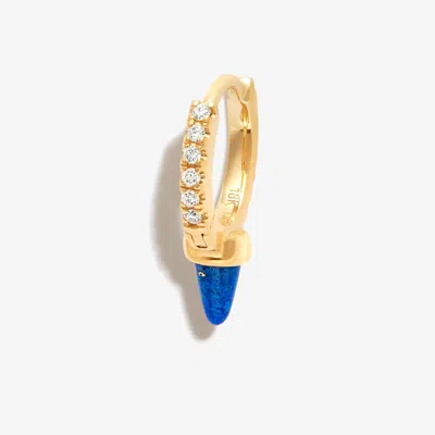 Maria Tash 18k Yellow Gold Spike Eternity Lapis Diamond Hoop Earring