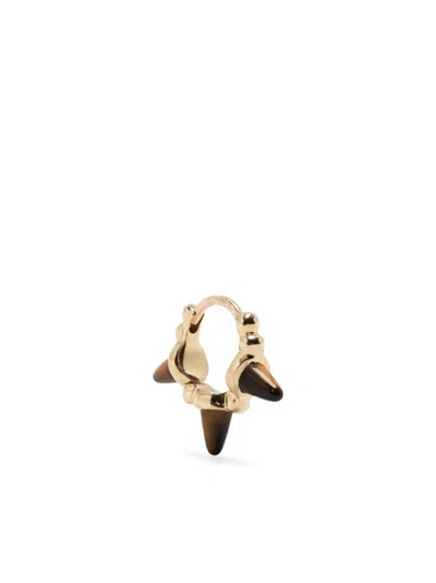 Maria Tash 18k Yellow Gold Triple Spike Tiger's Eye Hoop Earring