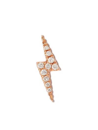 Maria Tash 18k Rose Gold Lightning Bolt Diamond Earring In Pink