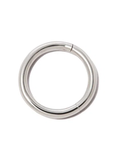 Maria Tash 18kt White Gold Plain Single Hoop Earring In Silver