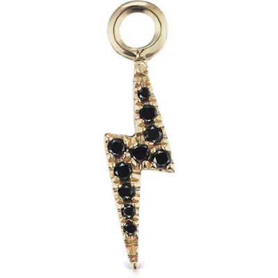 Maria Tash Black Diamond Lightning Bolt Charm In Gold