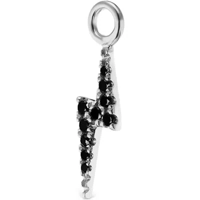 Maria Tash Black Diamond Lightning Bolt Charm In Silver