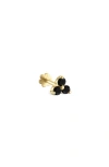 Maria Tash Black Diamond Trinity Single Threaded Stud Earring In Gold