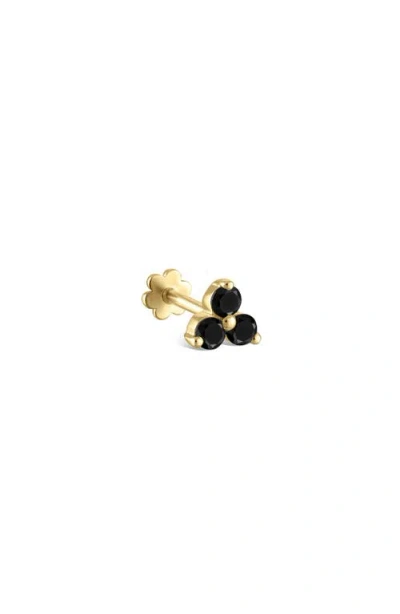 Maria Tash Black Diamond Trinity Single Threaded Stud Earring In Gold