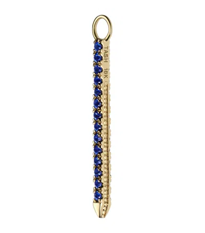 Maria Tash Diamond And Sapphire Eternity Bar Charm In Gold