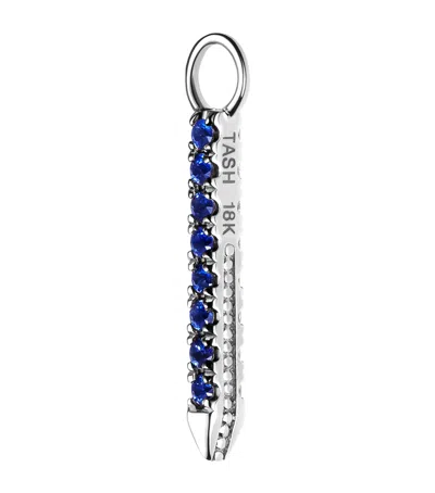 Maria Tash Diamond And Sapphire Eternity Bar Charm In Blue