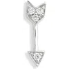 Maria Tash Diamond Arrow Single Stud Earring In Silver