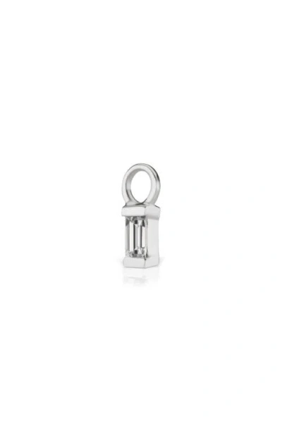 Maria Tash Diamond Baguette Charm In Silver