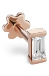 Maria Tash Baguette Diamond Threaded Single Stud Earring In Rose Gold/diamond