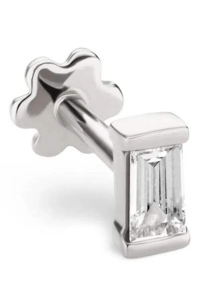 Maria Tash Diamond Baguette Threaded Stud Earring In White Gold/diamond
