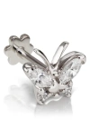 Maria Tash Diamond Butterfly Threaded Stud Earring In Metallic