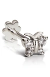 Maria Tash Diamond Butterfly Threaded Stud Earring In Metallic