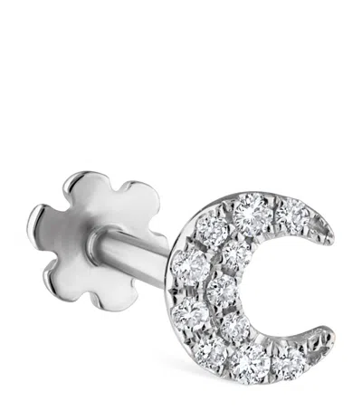 Maria Tash Diamond Celestial Moon Stud Earring In Metallic
