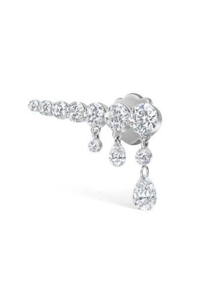 Maria Tash Diamond Crescendo Single Bar Stud Earring In Silver