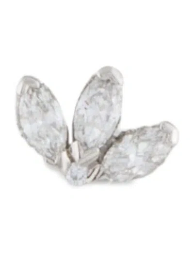 Pre-owned Maria Tash Diamond Engraved Lotus Single Stud Earring In Multi