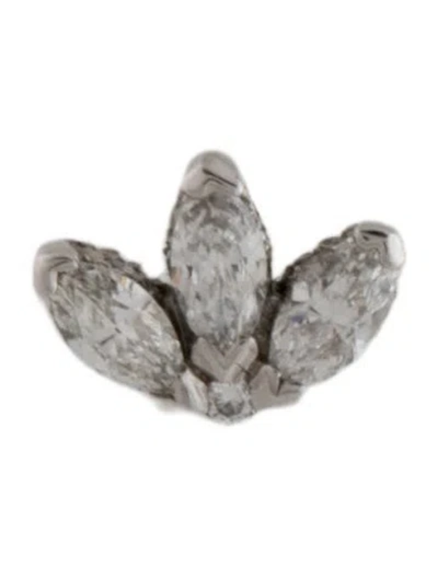 Pre-owned Maria Tash Diamond Engraved Lotus Single Stud Earring In Multicolor
