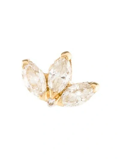 Pre-owned Maria Tash Diamond Engraved Lotus Single Threaded Stud Earring In Multi