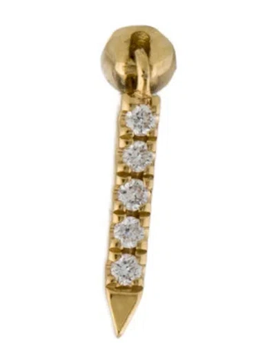 Pre-owned Maria Tash Diamond Eternity Bar Charm Threaded Stud Earring In Multi