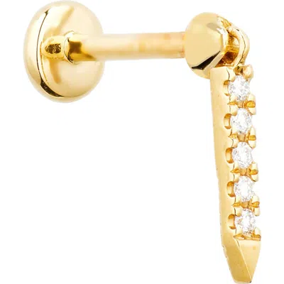 Maria Tash Diamond Eternity Single Bar Charm Stud Earring In Gold