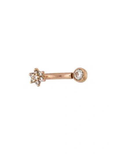 Pre-owned Maria Tash Diamond Flower & Scallop Rook Barbell In Multicolor