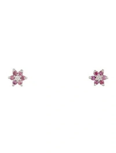 Pre-owned Maria Tash Diamond Flower Stud Earrings In Multi