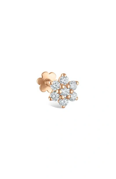 Maria Tash Diamond Flower Threaded Stud Earring In Gold