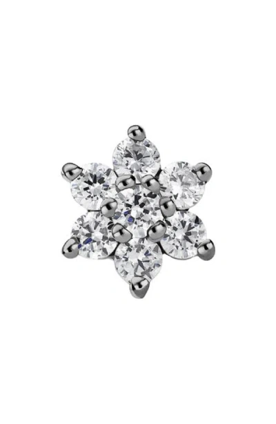 Maria Tash Diamond Flower Threaded Stud Earring In White Gold