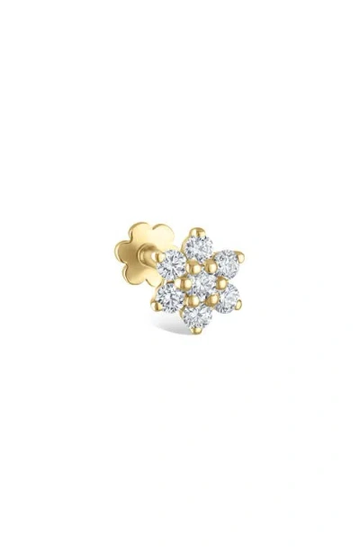Maria Tash Diamond Flower Threaded Stud Earring In Gold