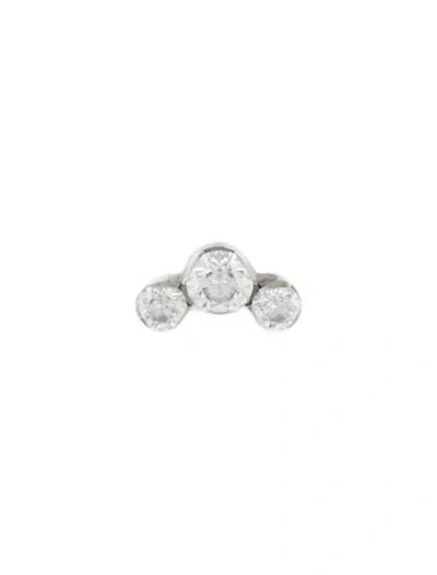 Pre-owned Maria Tash Diamond Invisible Set Three-stone Curve Threaded Stud Single Earring In Multicolor