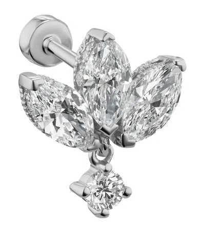 Maria Tash Diamond Lotus Single Stud Earring In White