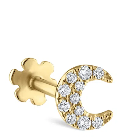 Maria Tash Diamond Moon Single Threaded Stud Earring In Gold