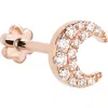 Maria Tash Diamond Moon Threaded Stud Earring In Rose Gold