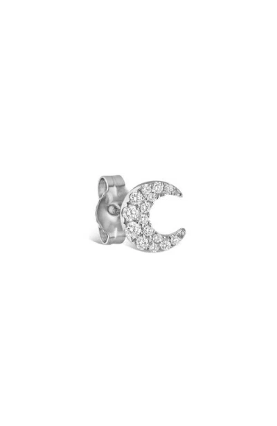 Maria Tash Diamond Moon Threaded Stud Earring In Silver