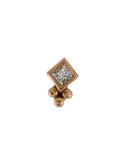 Pre-owned Maria Tash Diamond Princess Ball Trinity Threaded Stud Earring In Multi