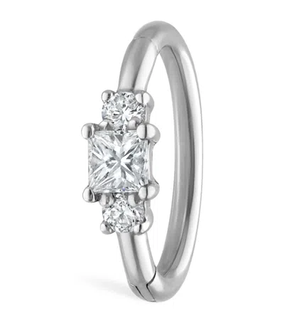 Maria Tash White Gold Diamond Princess Hoop Earring