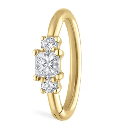Maria Tash Yellow Gold Diamond Princess Hoop Earring