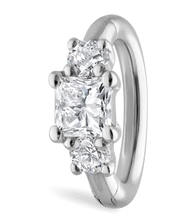 Maria Tash Diamond Princess Single Hoop Earring In Metallic