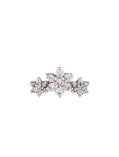 Pre-owned Maria Tash Diamond Three Flower Garland Single Stud Earring In Multi