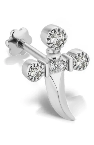 Maria Tash Diamond Trinity Hilt Dagger Single Stud Earring In Metallic