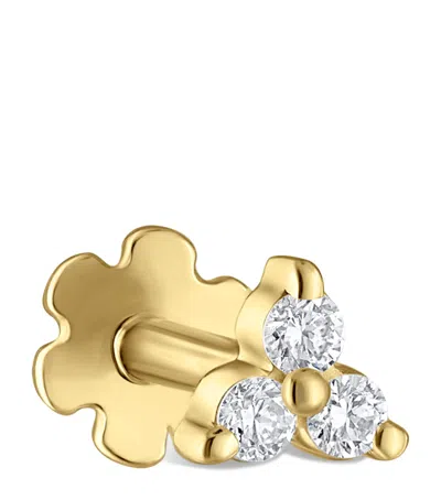 Maria Tash Diamond Trinity Threaded Stud Earring In Gold