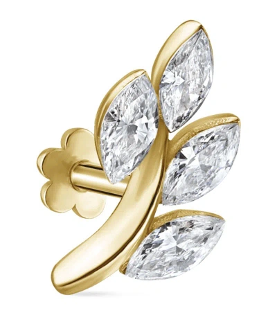 Maria Tash Diamond Vine Threaded Stud Earring (direction B, 10.5mm) In Gold