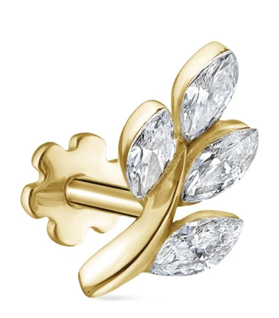 Maria Tash Diamond Vine Threaded Stud Earring (direction B, 8mm) In Gold
