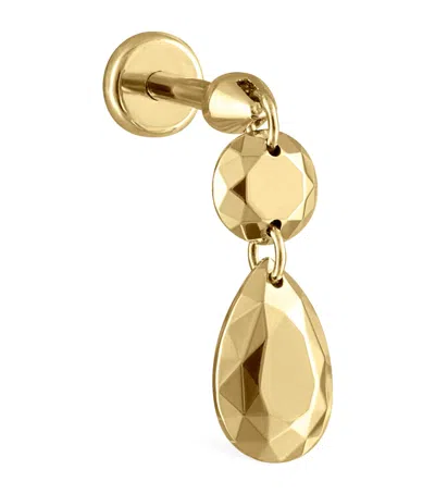 Maria Tash Double Faceted Threaded Charm Stud Single Earring In Gold