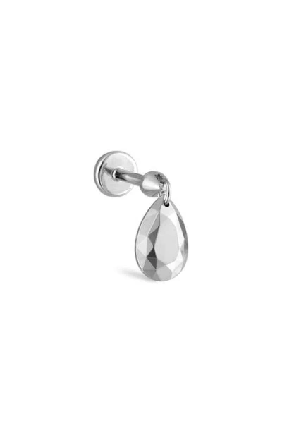 Maria Tash Faceted Pear Single Threaded Drop Earring In White Gold