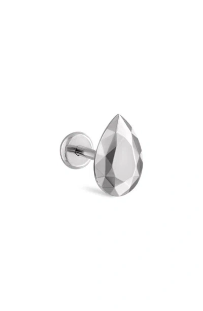 Maria Tash Faceted Pear Single Threaded Stud Earring In White Gold