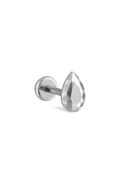 Maria Tash Faceted Pear Single Threaded Stud Earring In White Gold
