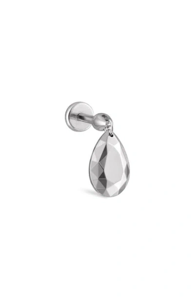 Maria Tash Faceted Pear Single Threaded Stud Earring In White Gold