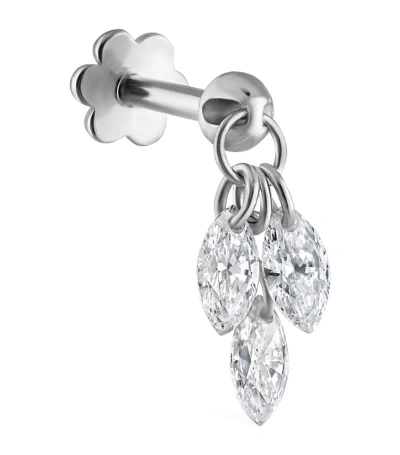 Maria Tash Floating Diamond Plume Threaded Charm Earring (3.5mm) In White