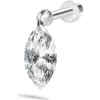 Maria Tash Floating Marquise Diamond Single Charm Threaded Stud Earring In White
